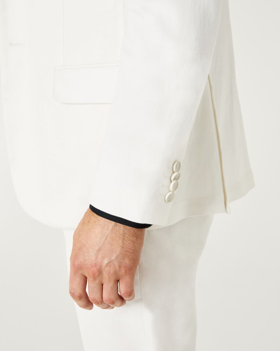 Mens Ivory Relaxed Slim Linen Tailored Suit Jacket